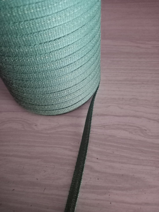 6mm Knitted  cotton tape - Green