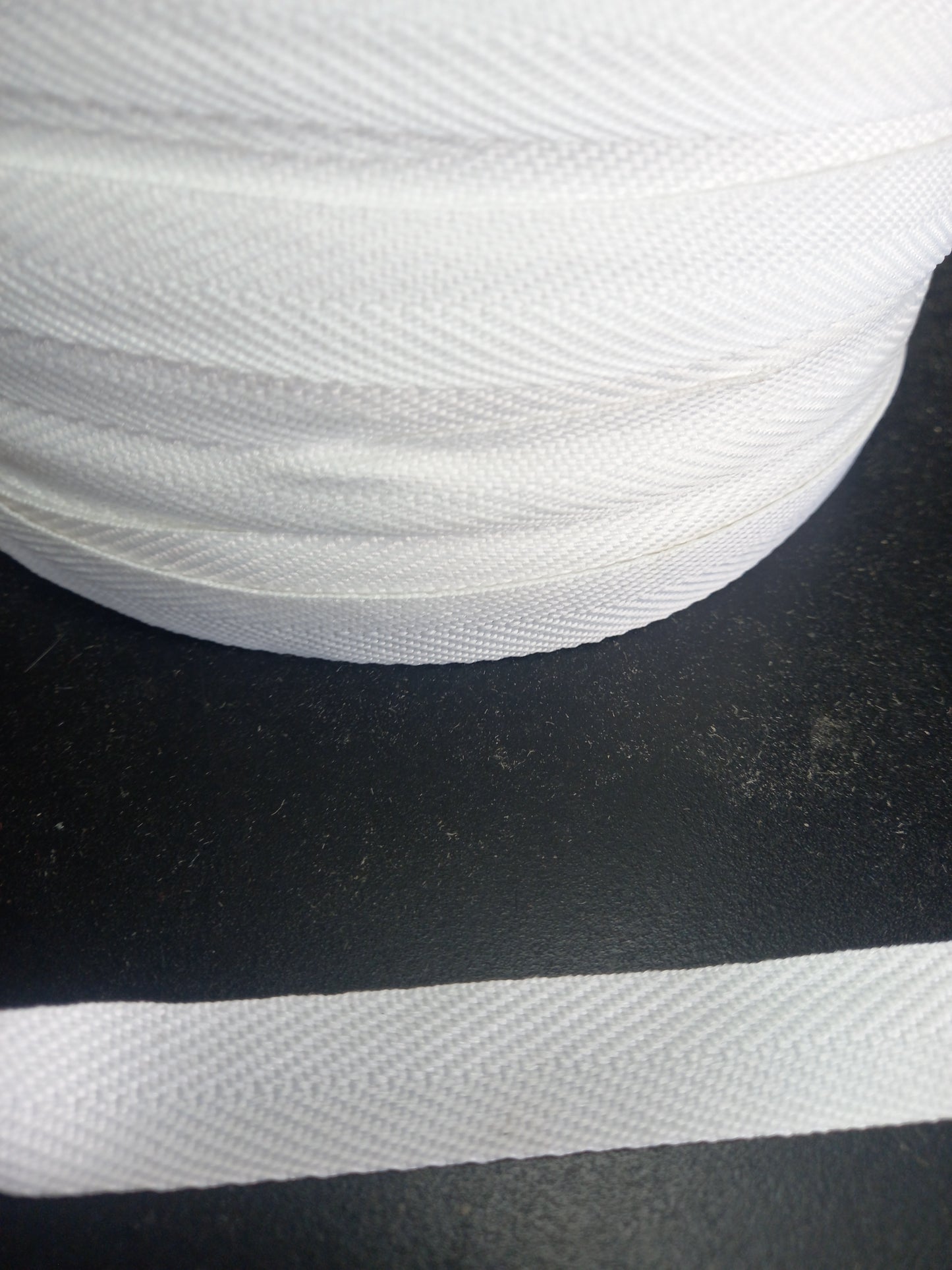 16mm knitted herringbone Poly/cotton tape - White