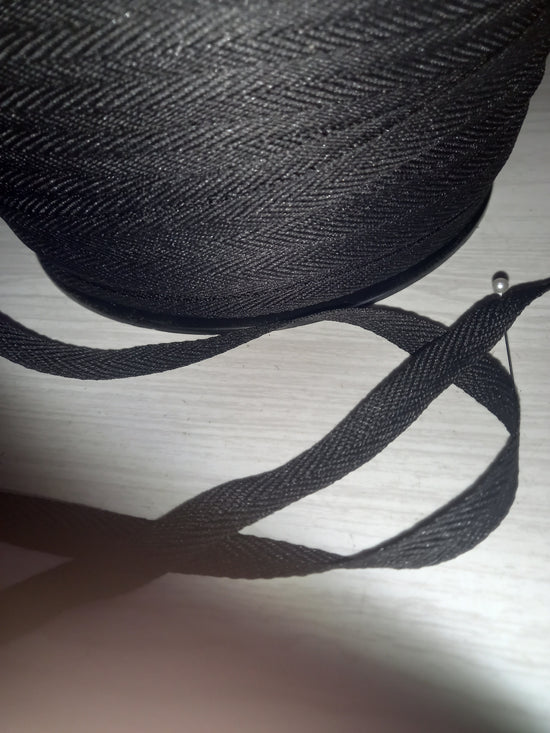 12mm knitted Poly/cotton tape - Black