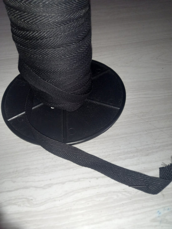15mm Knitted poly/cotton webbing/tape - Black