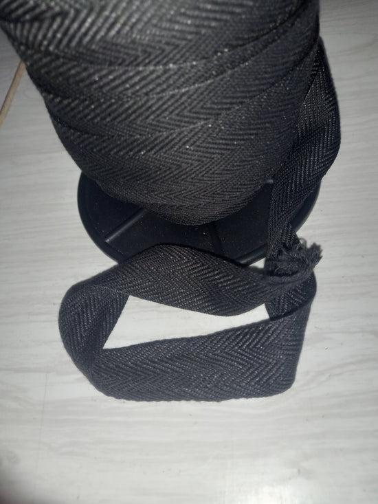 25mm Knitted poly/cotton webbing/tape - Black