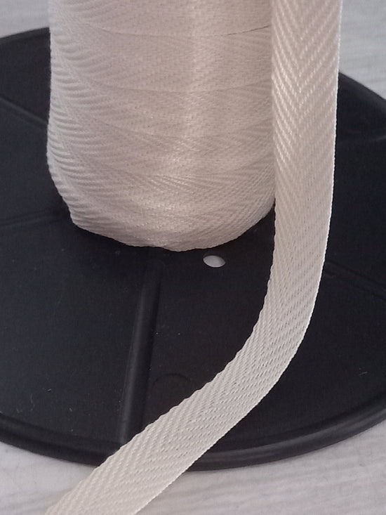 12mm Knitted poly/cotton webbing/tape - Raw(NaturaL)