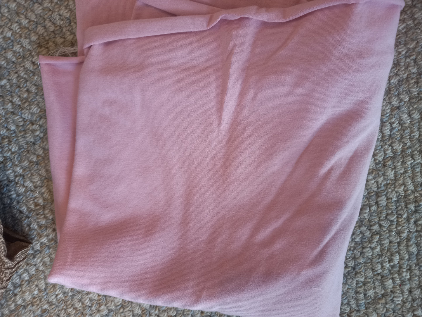 Dusky pink Cotton Spandex - 1.35 remnant, small hole photographed