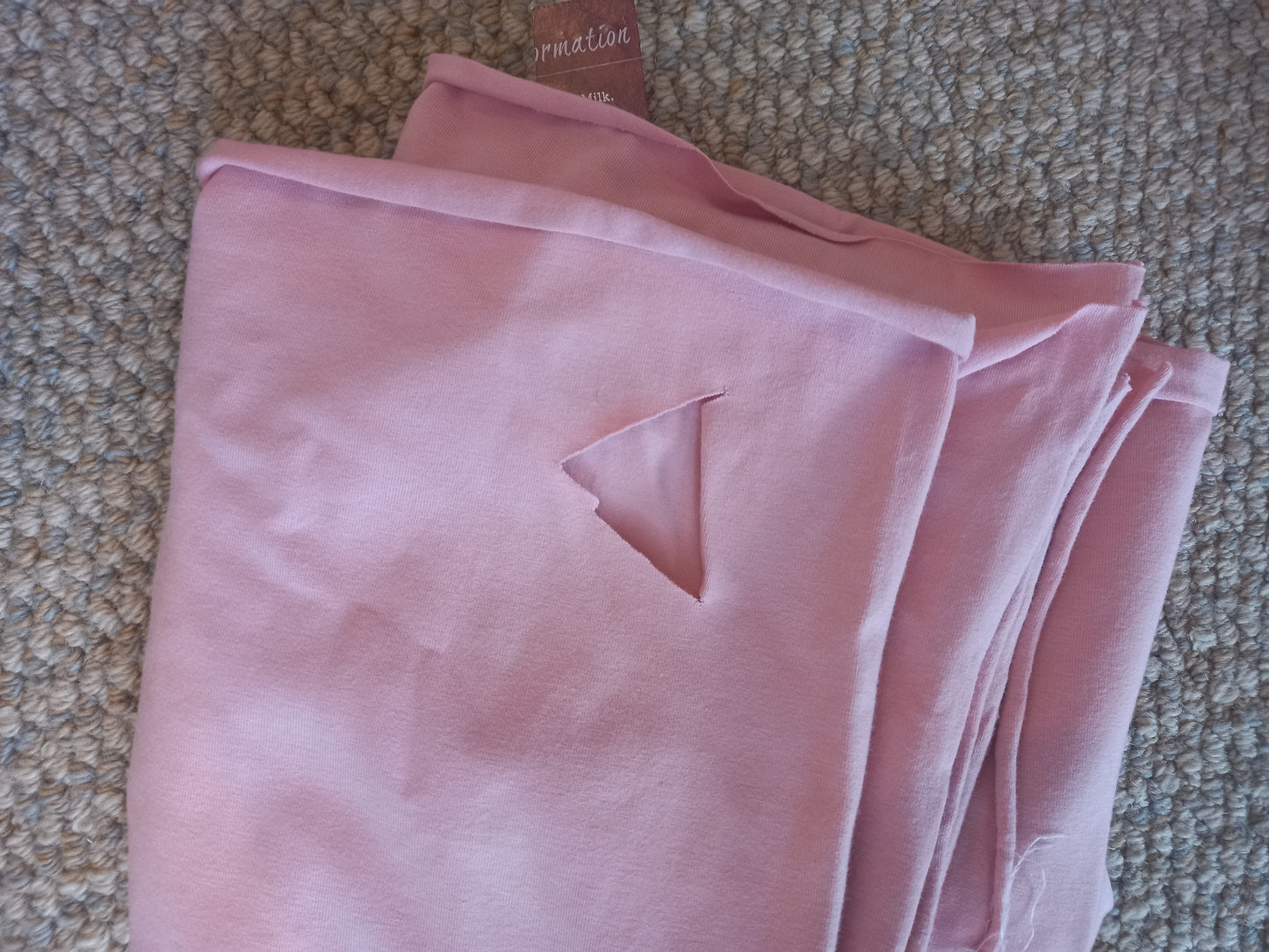 Dusky pink Cotton Spandex - 1.35 remnant, small hole photographed