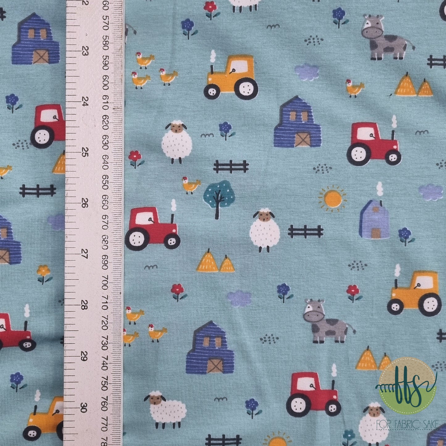 Load image into Gallery viewer, On the Farm Teal- Cotton Spandex 210g
