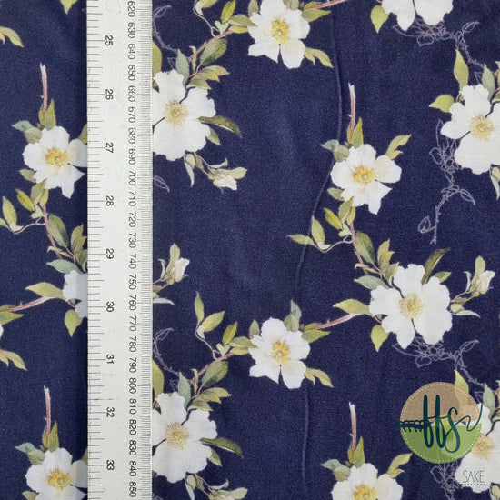 Shabby white Floral-Bamboo Spandex -250g