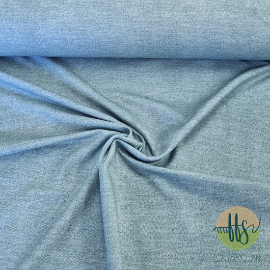 Load image into Gallery viewer, Denim look Light Teal-French Terry Cotton Spandex
