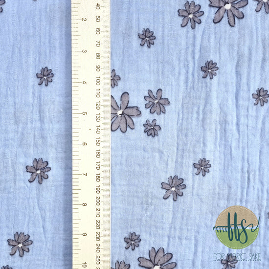 Load image into Gallery viewer, Blue with silver Daisy- Double Gauze
