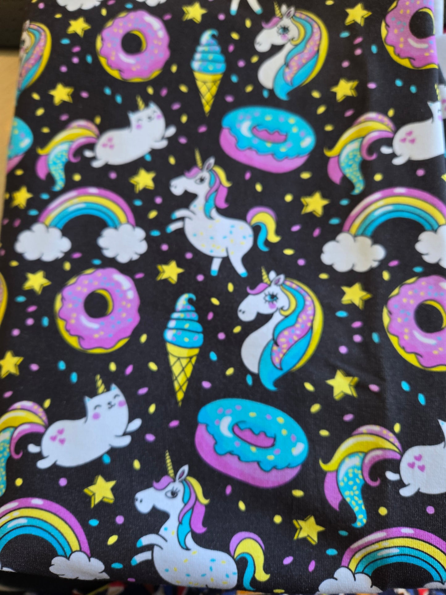 Unicorn Donuts  - Cotton Spandex - 250g - 1 meter PIECE