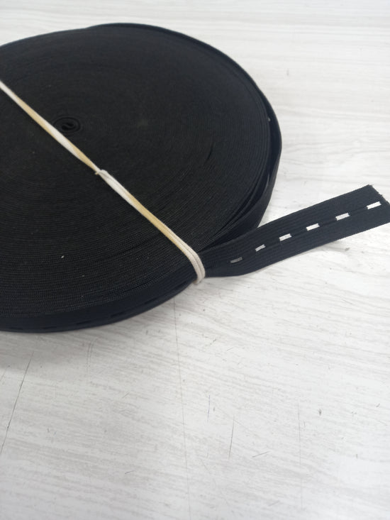 Button Hole Elastic 19mm - Black
