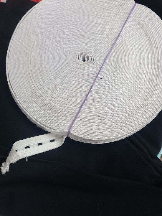 Button Hole Elastic 15mm White