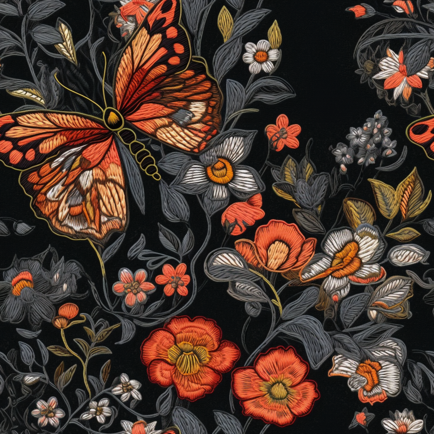 Embroidery Butterfly - Cotton Spandex - 250g 50cm