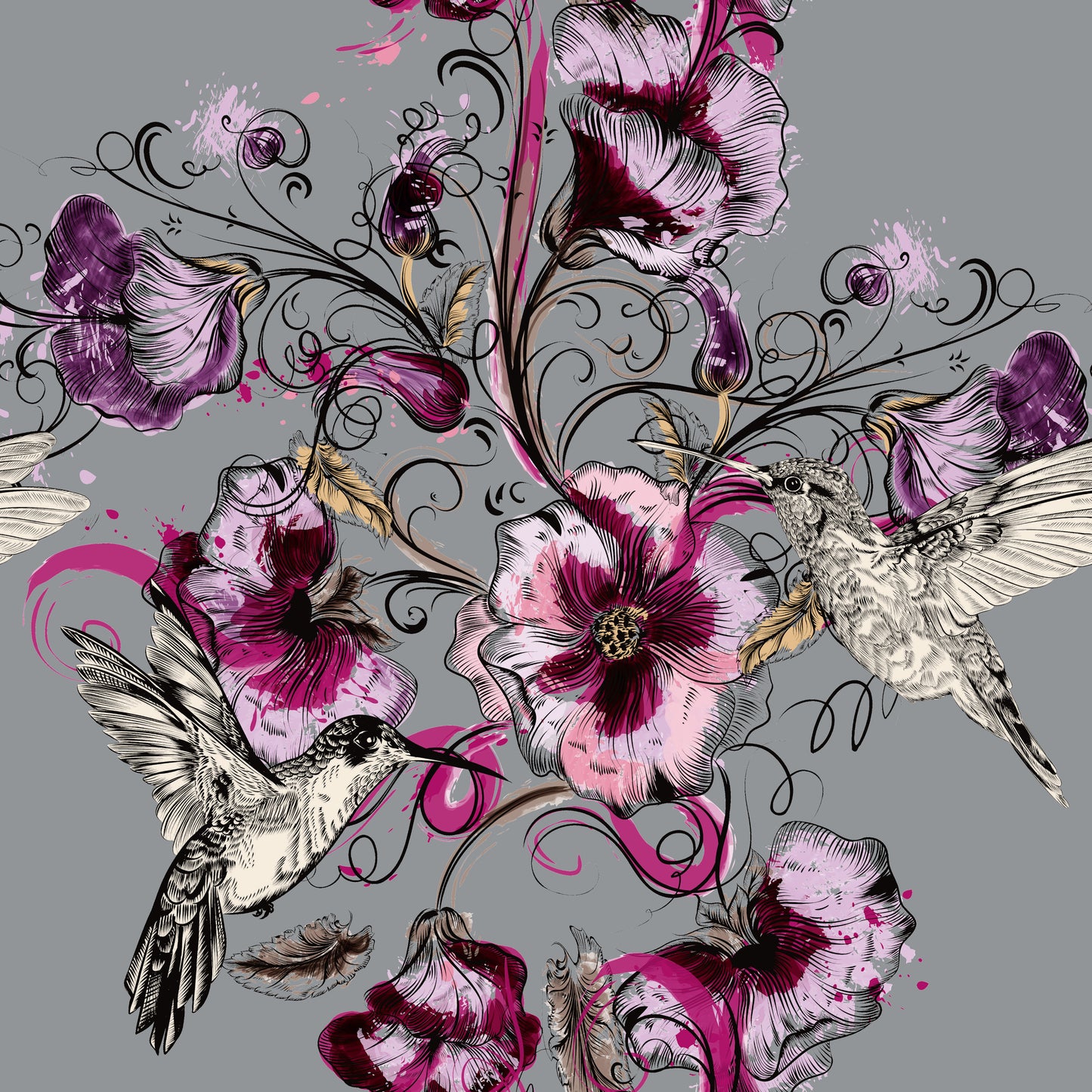 Humming Bird on Grey