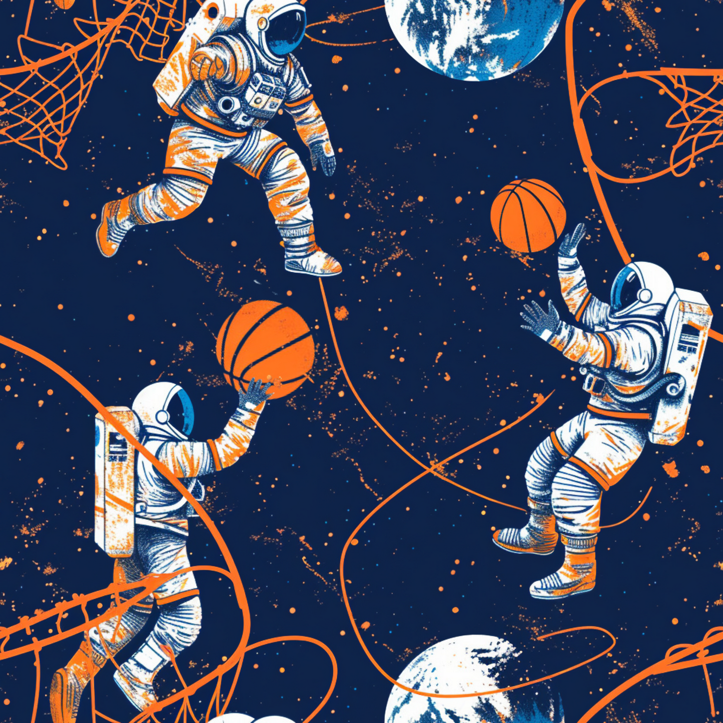 Space Hoops  - Cotton Spandex - 250g