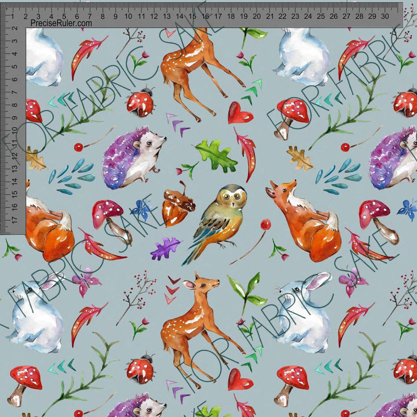 Load image into Gallery viewer, Woodland Creatures on Grey Blue - Fiona Clarke Design- Custom Pre Order
