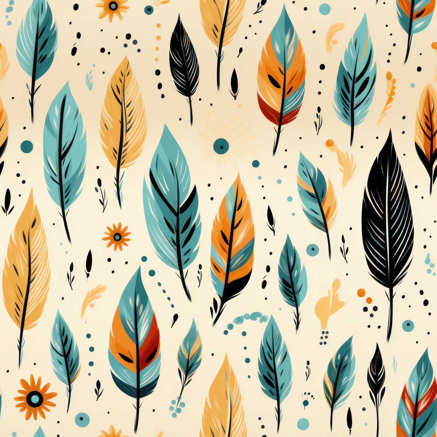 Boho Feathers  Activewear 1.15cm Piece