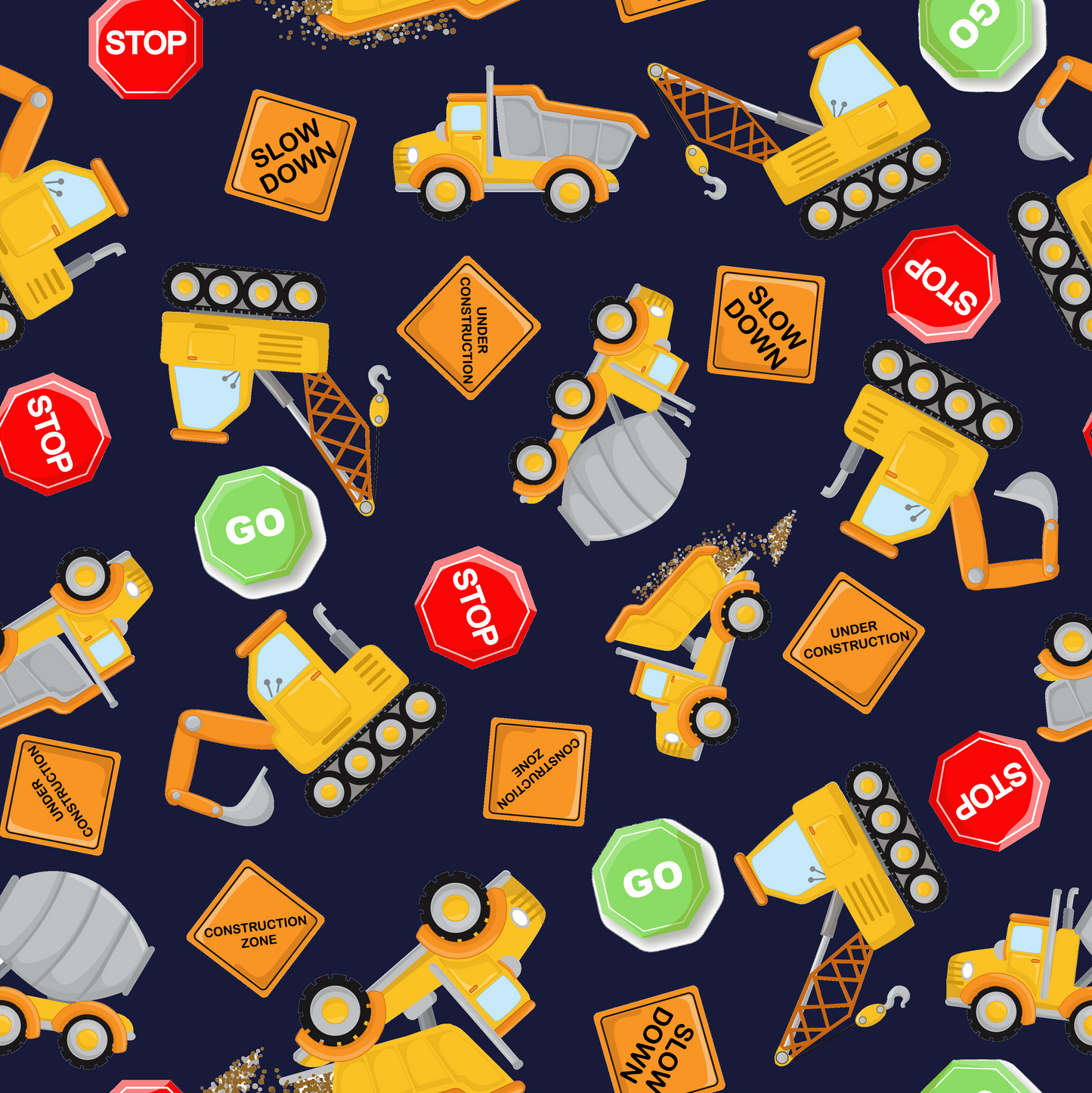 Construction Diggers Blue Custom Pre Order