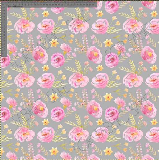 Pink Flower pattern on grey- EXCLUSIVE-Custom Pre-order