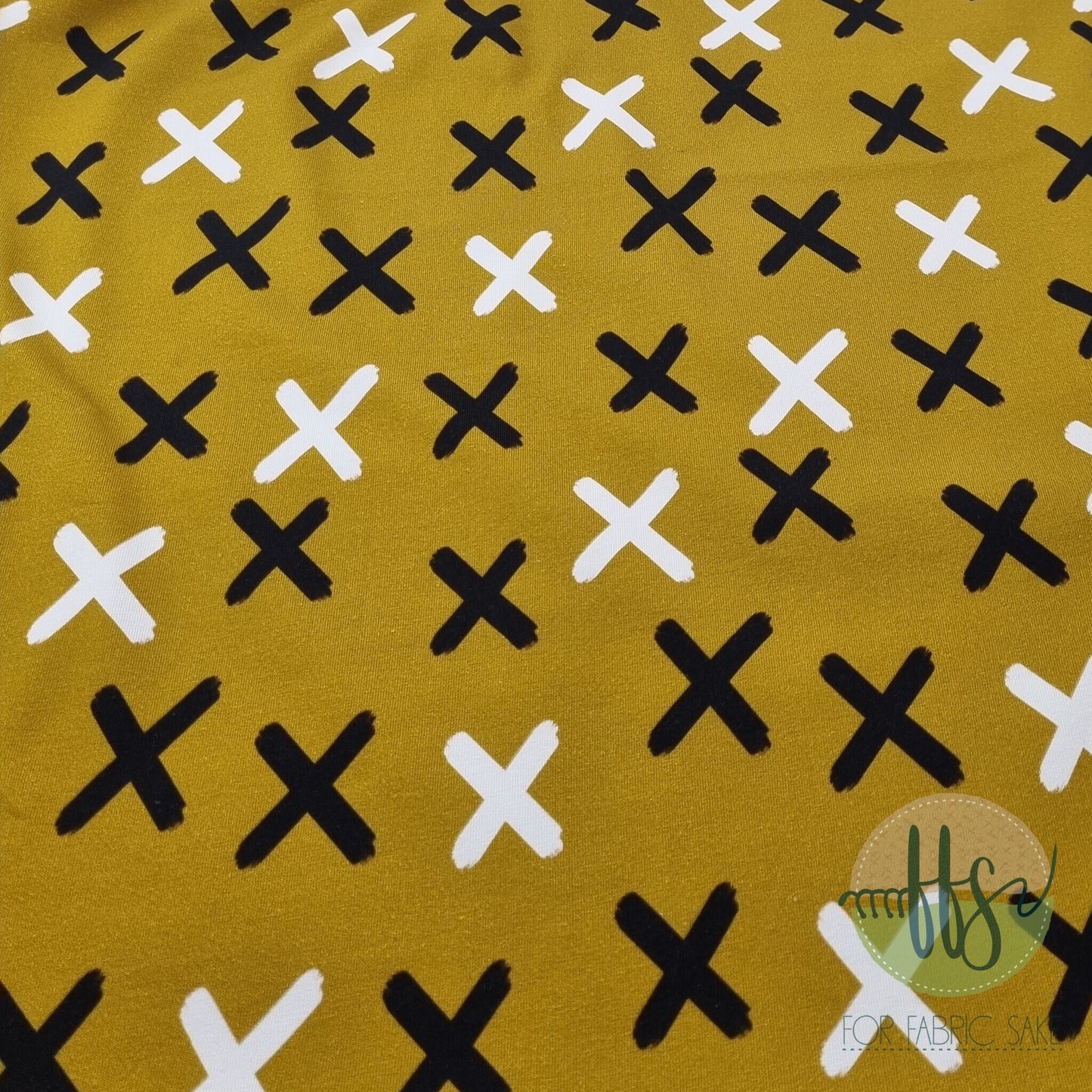 Load image into Gallery viewer, Mustard crosses - Cotton Spandex -230g
