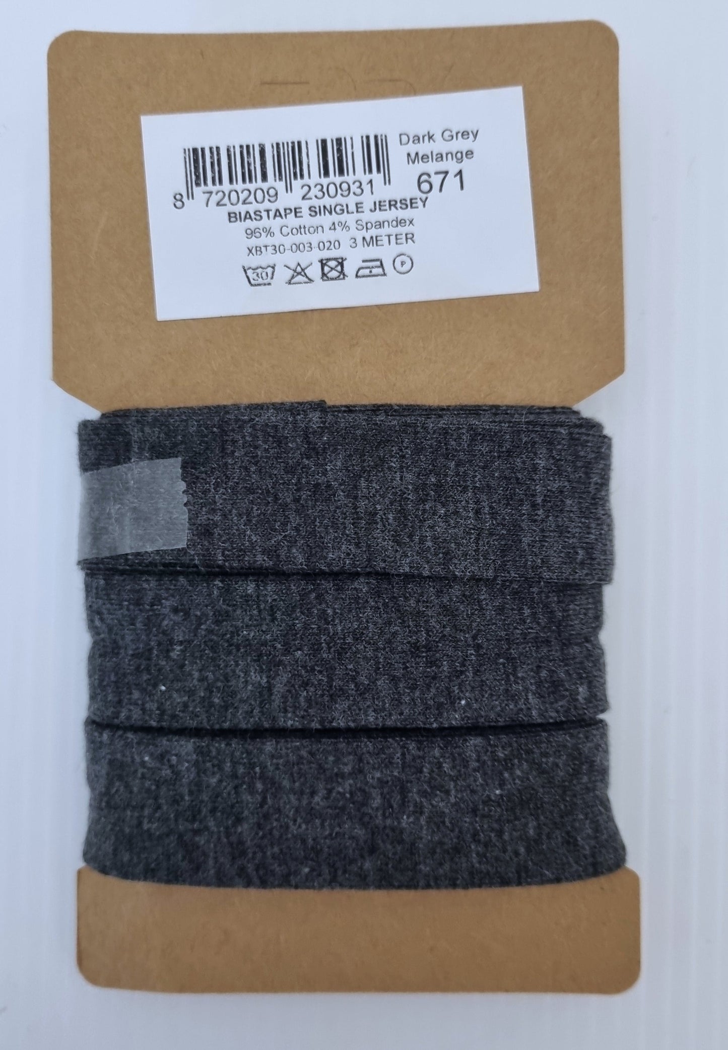 Knit Bias Binding- 20mm - Charcoal