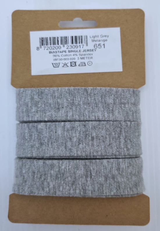 Knit Bias Binding- 20mm - Grey Marl