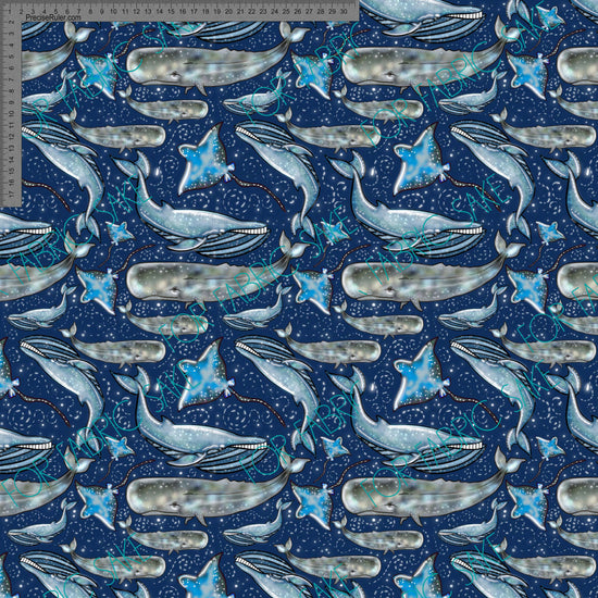 Whales on Navy Sparkle - Sarah McAlpine Art- Custom Pre Order