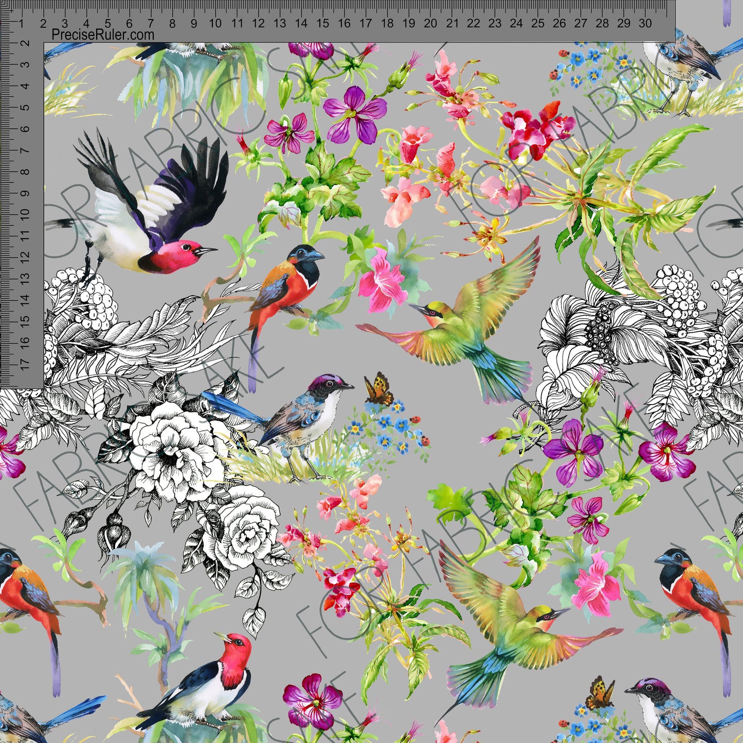 Birds and outline floral- Custom Pre-order