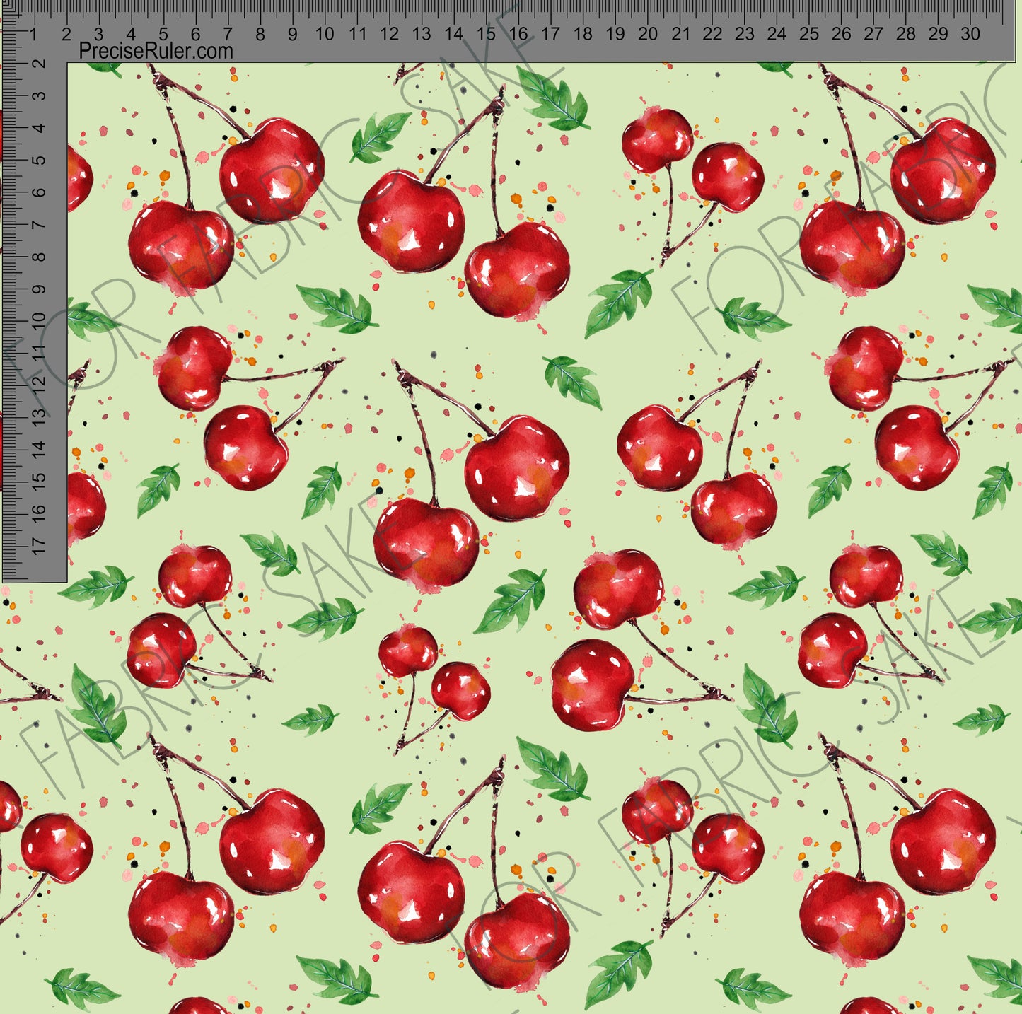 Cherries on Pale Olive- Fiona Clarke Design-  Custom Pre Order