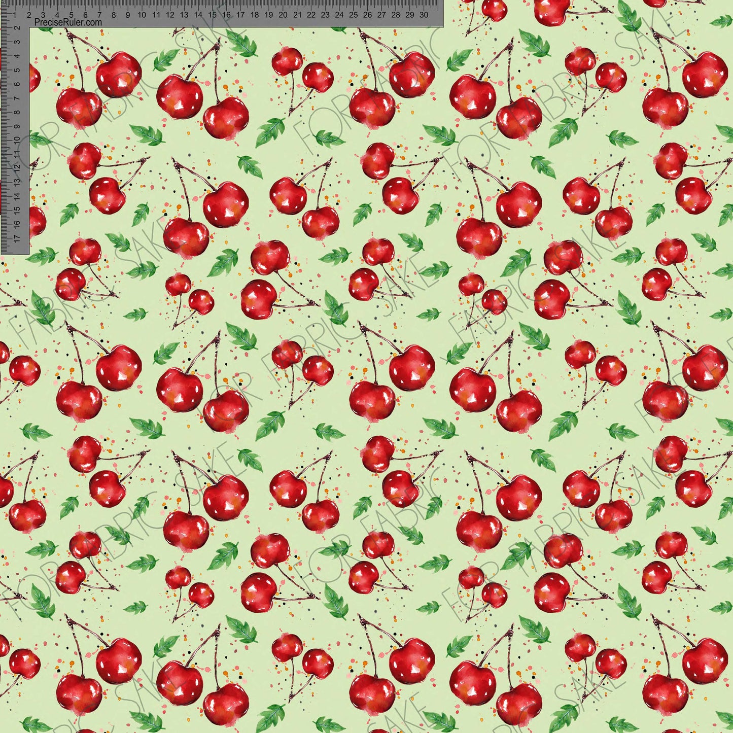 Load image into Gallery viewer, Cherries on Pale Olive- Fiona Clarke Design-  Custom Pre Order
