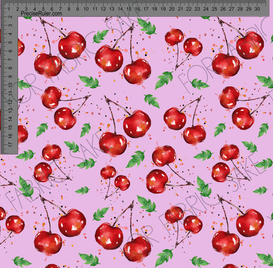 Cherries on pale pink - Fiona Clarke Design-  Custom Pre Order