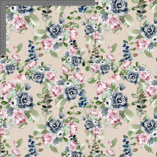 Indigo Garden Bouquet Linen- Indigo Flow Collection - Custom Pre Order