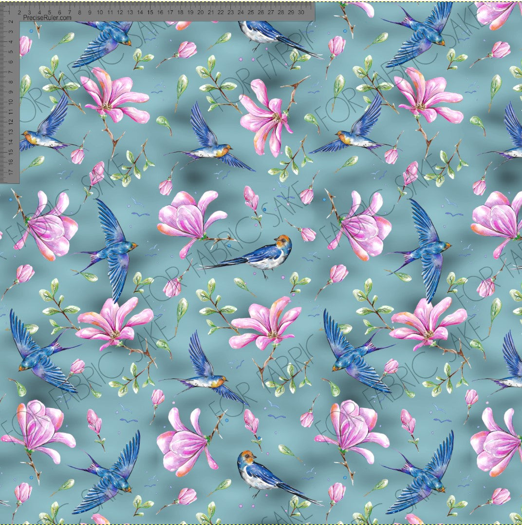 Swallows and magnolias - Fiona Clarke Design-  Custom Pre Order