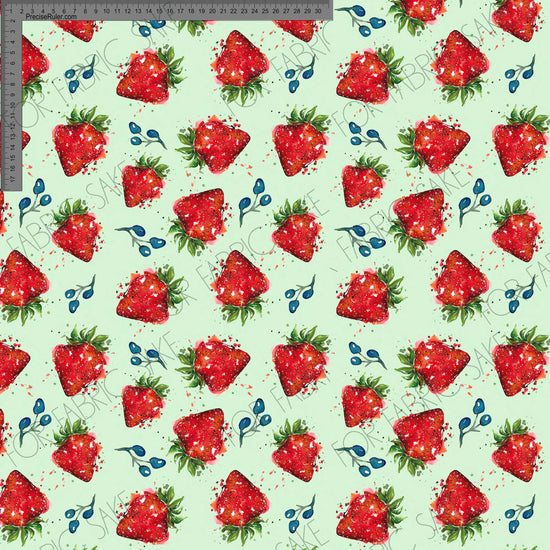 Strawberries on pale green- Fiona Clarke Design-  Custom Pre Order