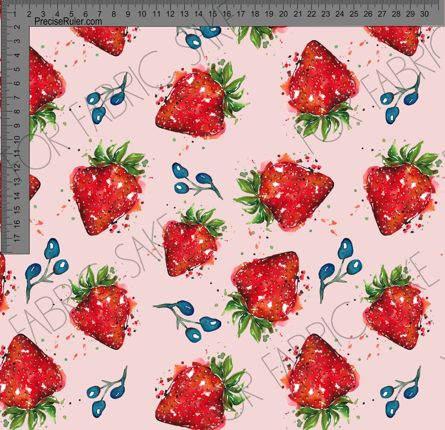 Strawberries on pale pink- Fiona Clarke Design-  Custom Pre Order