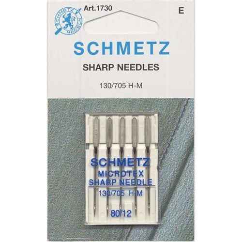 Sharp/Microtex sewing machine needles -Schmetz 80/12
