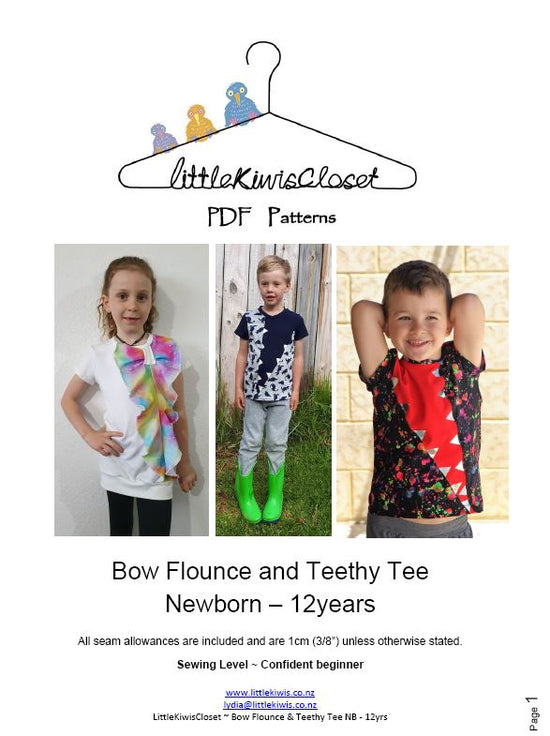 Load image into Gallery viewer, Bow Flounce &amp;amp; Teethy Tee-NB -12Yrs - Little Kiwis Closet
