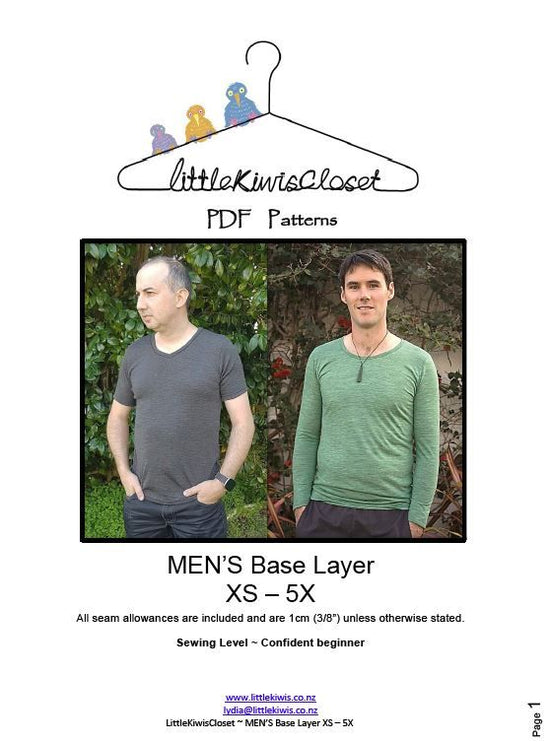 Men's Base layer- XXS -5X - Little Kiwis Closet