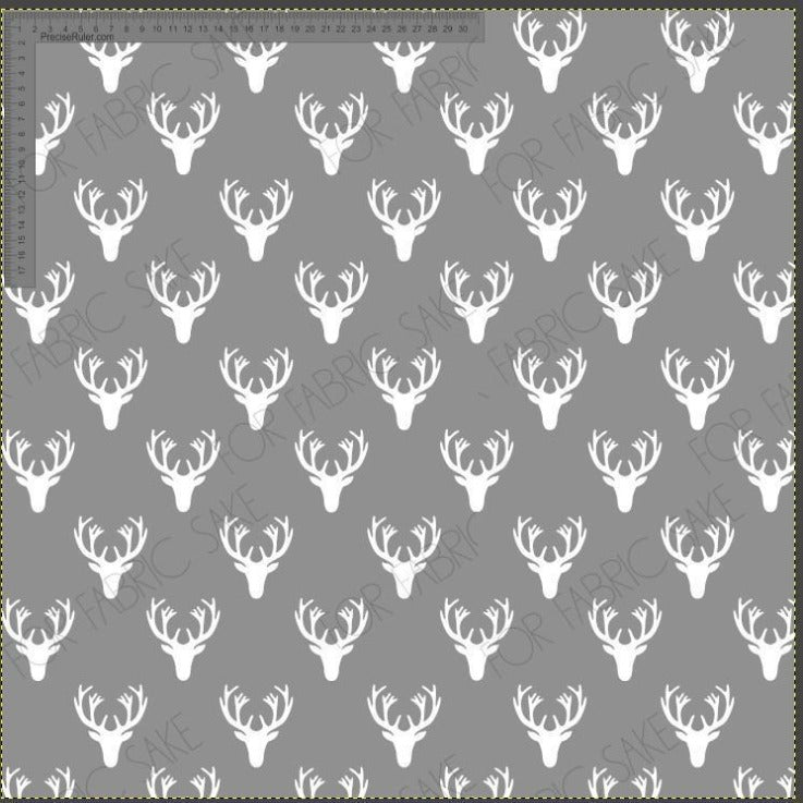 White Deerheads on Grey- Exclusive Design - Custom Pre-order