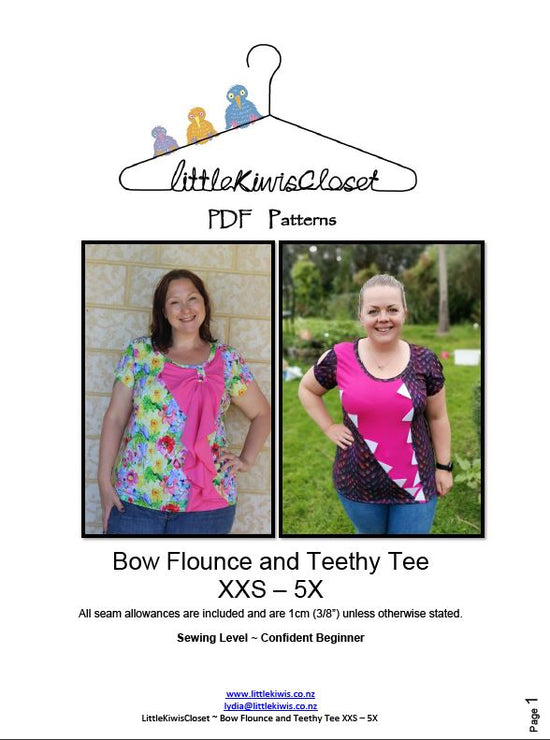 Women's Bow Flounce & Teethy Tee-XXS - 5X - Little Kiwis Closet
